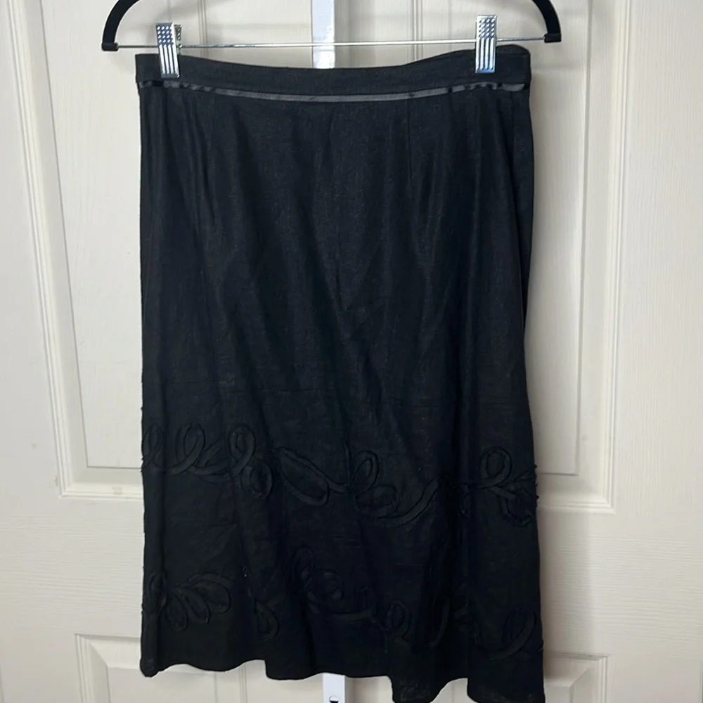 Emanuel Ungaro Linen Blend Embroidered Skirt Size 6 New No Tags - Picture 4 of 16